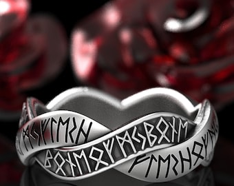 Sterling Silver Nordic Rune Ring, Rune Wedding Band, Magical Jewelry, Rune Jewlery, Norse Ring, Viking Rune Ring, Viking Wedding Ring, 1320