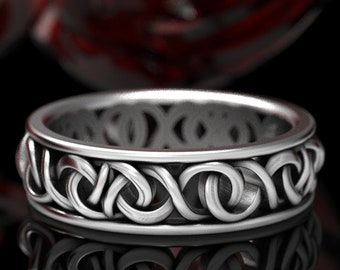 Celtic Love Knot Wedding Band, Irish Wedding Ring, Unique Silver Wedding Band, Eternity Knot Bespoke Ring, Elven Woven Sterling Ring 1759