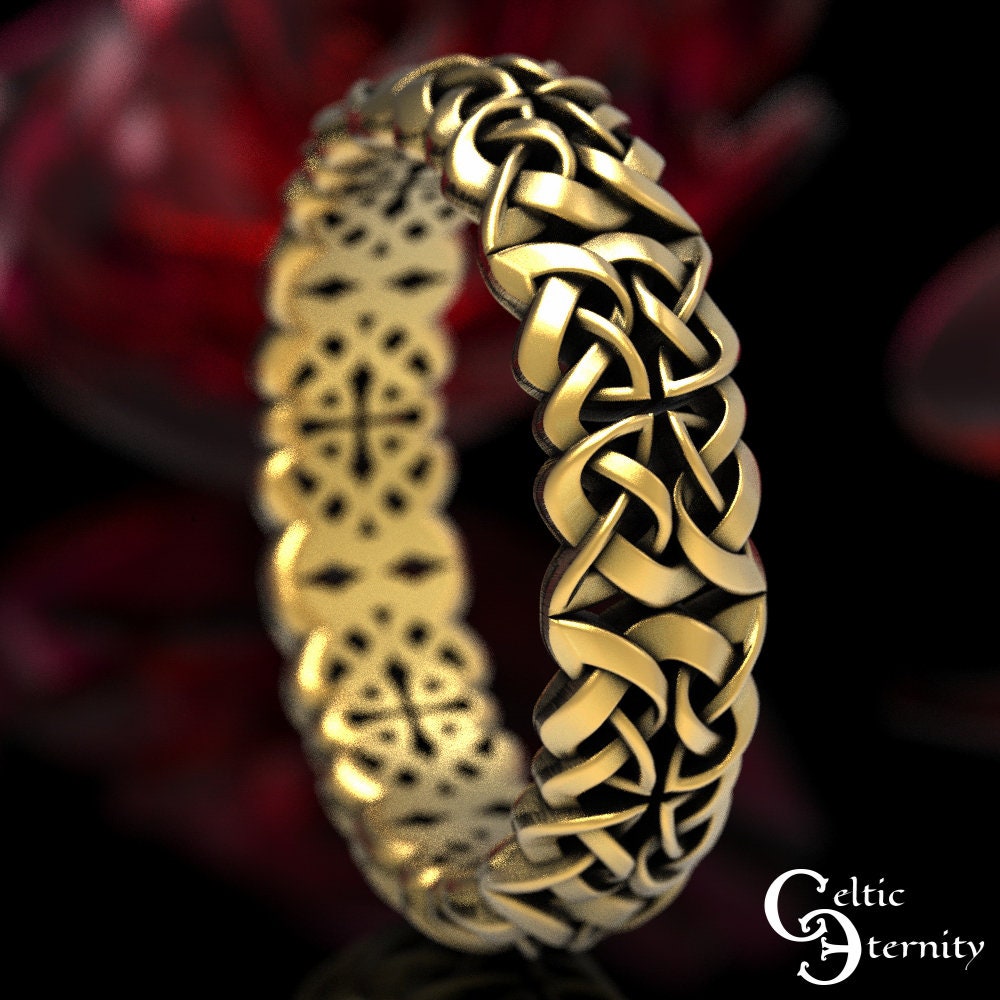 Gold Celtic Wedding Ring, Knotwork Wedding Band, Celtic Wedding Band ...