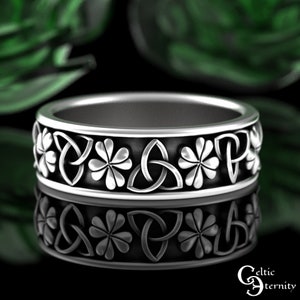 Gold or White Gold Lucky Clover Shamrock Ring Set, 10K 14K 18K His Hers ...