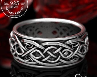 Mens Celtic Wedding Band, Sterling Silver Infinity Celtic Ring, Silver Infinity Ring, Sterling Celtic Knotwork Ring, Mens Celtic Ring, 1095