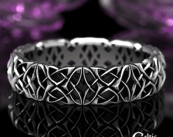 Sterling Celtic Wedding Ring, Infinity Wedding Band, Celtic Knotwork Silver Ring, Modern Silver Ring, Infinity Wedding Ring, Elf Ring, 1430