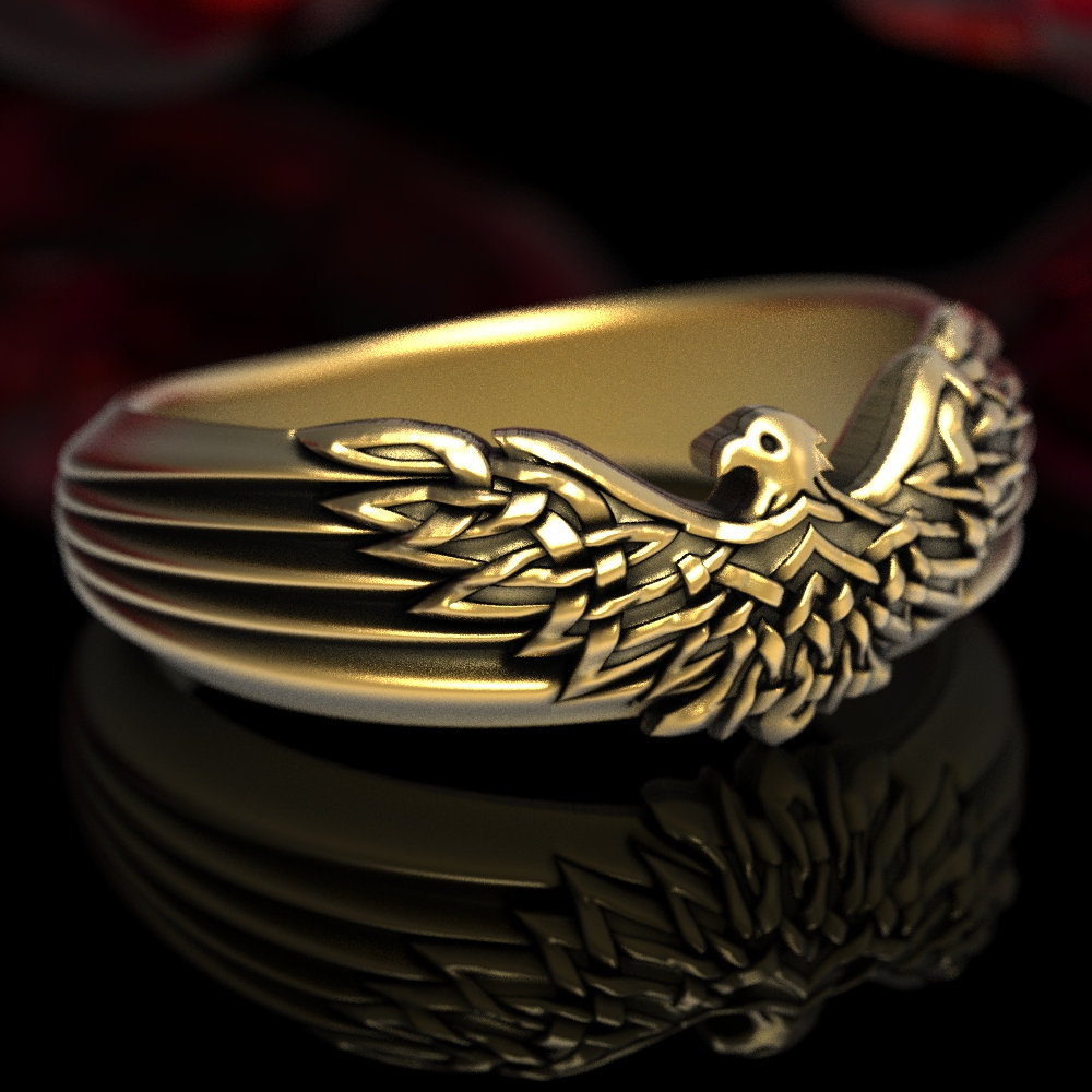 14K Gold Eagle Band by Haida Artist, David Jones - Crystal Cabin Gallery