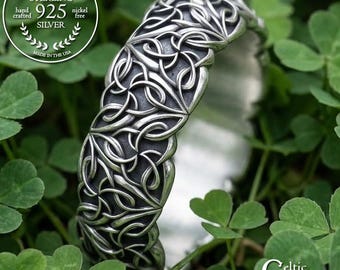 Sterling Wedding Band, Celtic Wedding Ring, Knotwork Ring, Silver Leaves Ring, Plant Wedding Band, Lucky Wedding Ring, Clover Ring, 1444