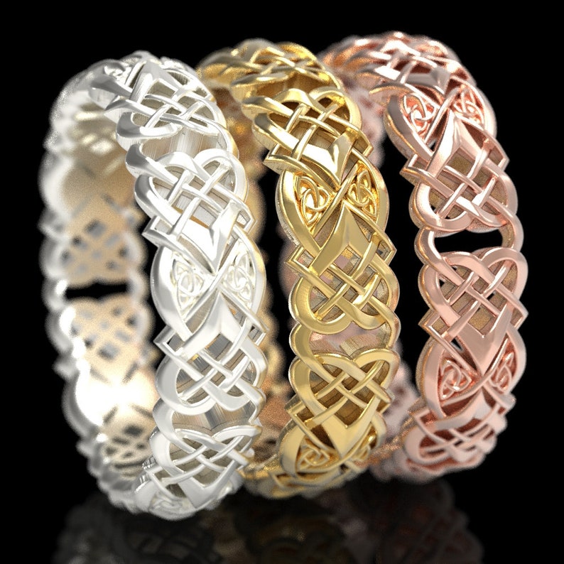 Celtic Heart Knot Wedding Ring Set His Hers Gold Wedding Etsy
