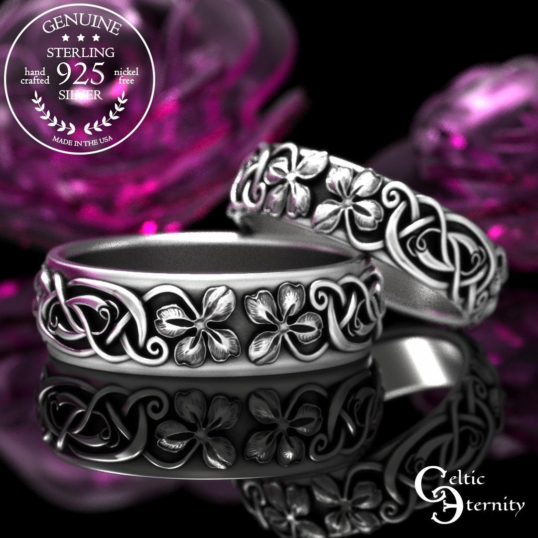 Matching "you're My Lucky Four-leaf Clover" Wedding Ring Set, Sterling ...