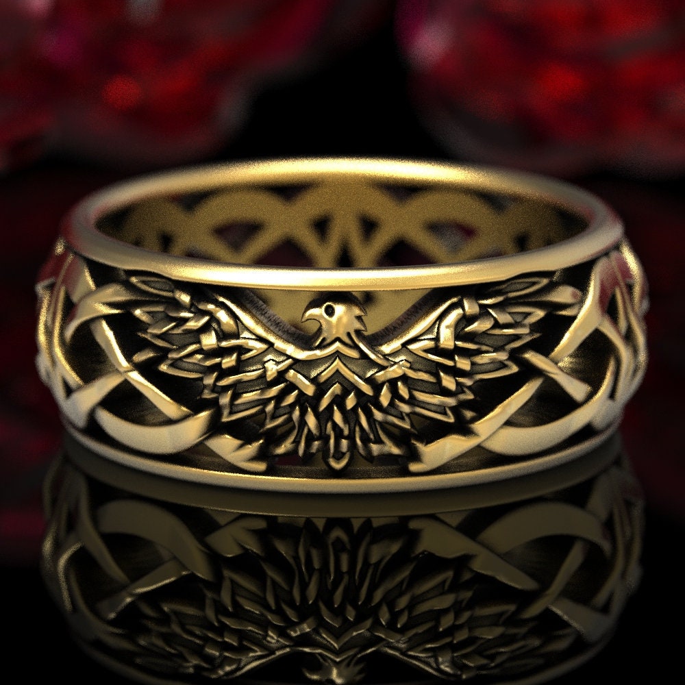 American Eagle Ring Gold Plated Head and 925 Sterling Silver Band for –  Innovato Design