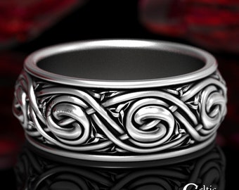 Sterling Mens Celtic Wedding Band, Tribal Ring, Spiral Ring, Silver Celtic Ring, Mens Wedding Ring, Silver Swirl Ring, Celtic Knot Ring,1465