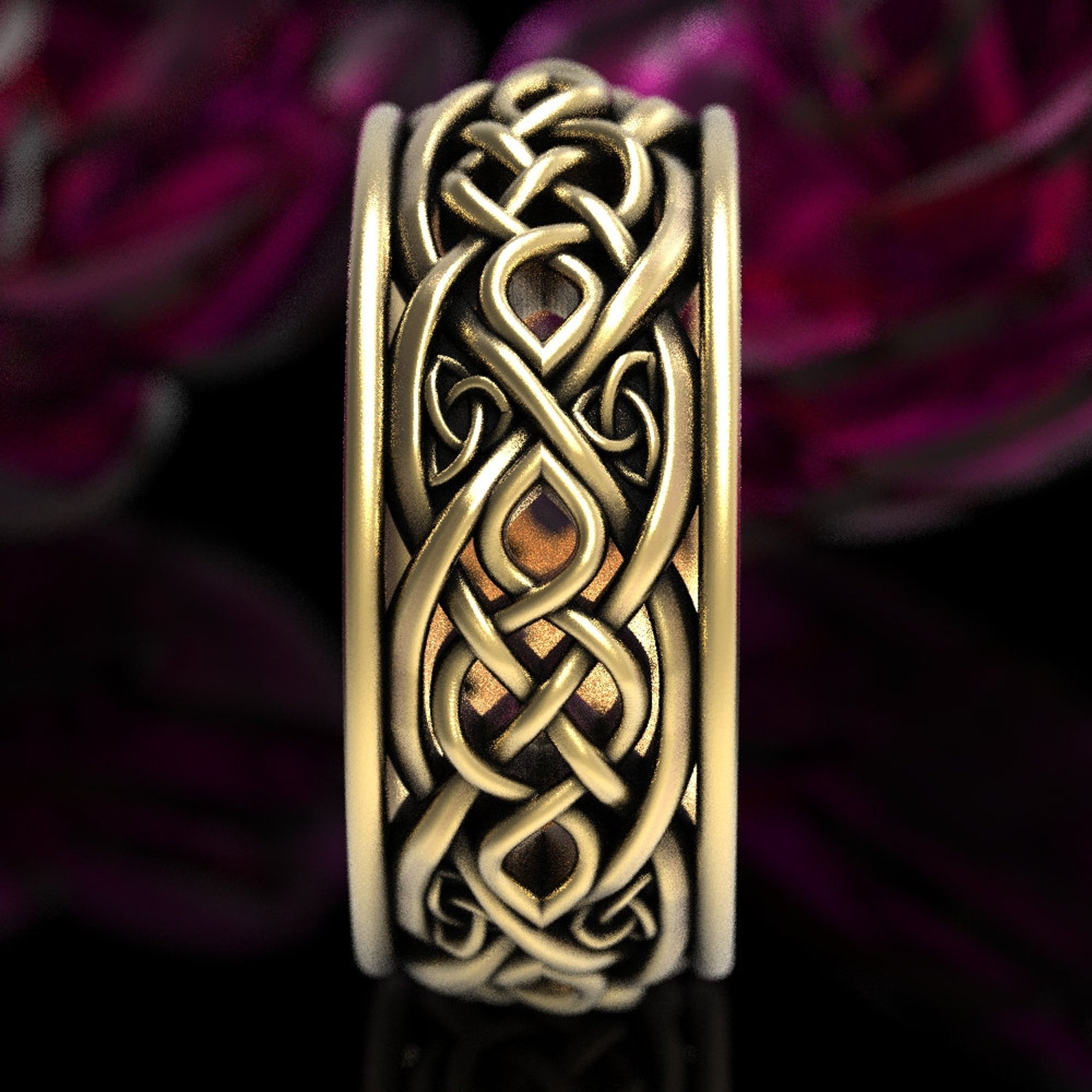 Gold Mens Infinity Ring Mens Gold Wedding Ring Mens Celtic Etsy