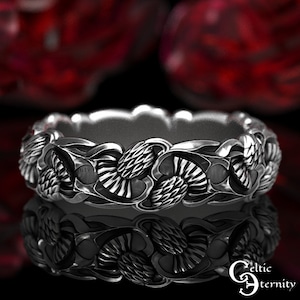 Sterling Silver Thistle Ring, Scottish Wedding Ring, Botanical Ring, Celtic Thistle Ring, Celtic Wedding Ring, 1470