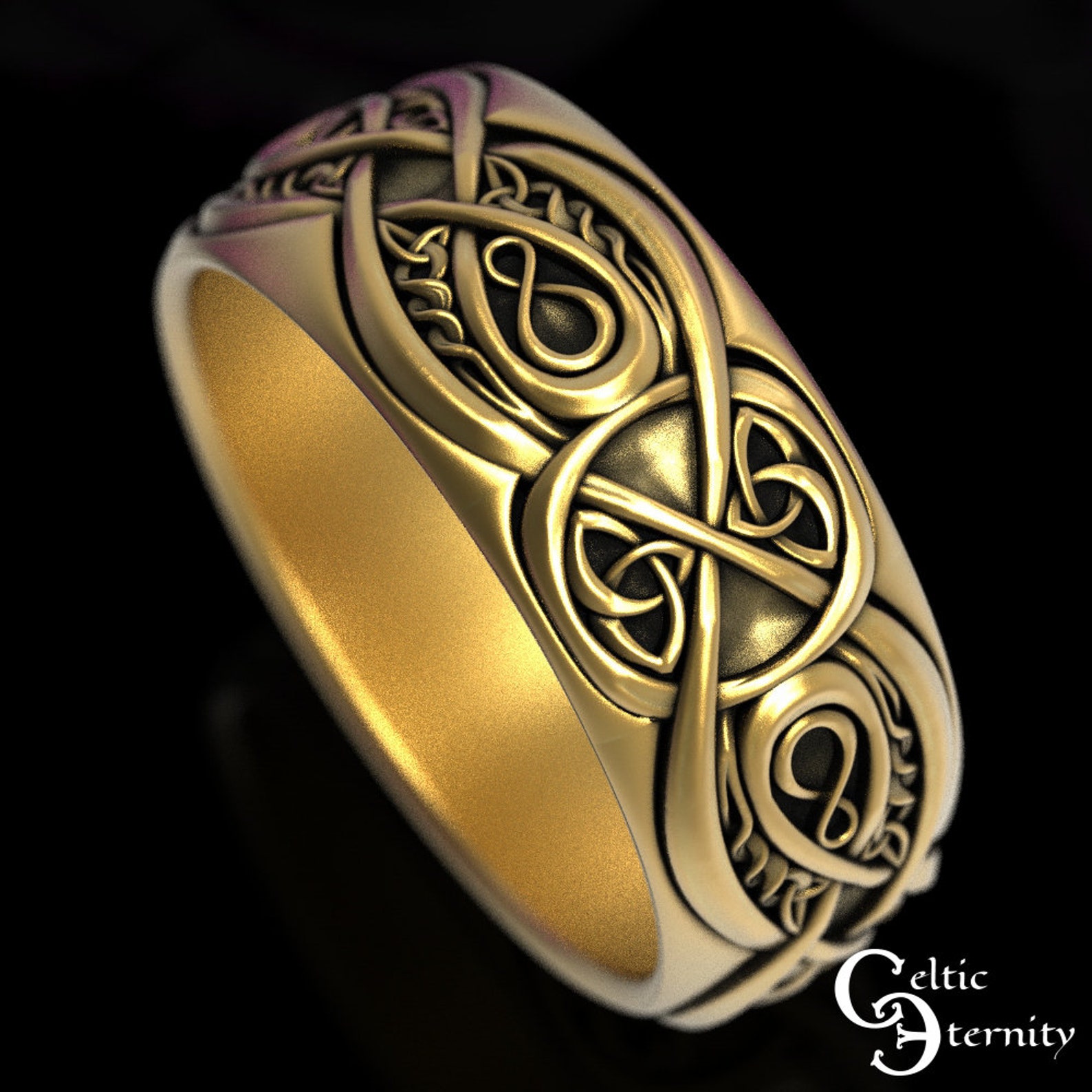 Mens Gold Wedding Band, Mens Gold Celtic Ring, Solid Gold Celtic Mens Gold Wedding Band, Mens Gold Celtic Ring, Solid Gold Celtic