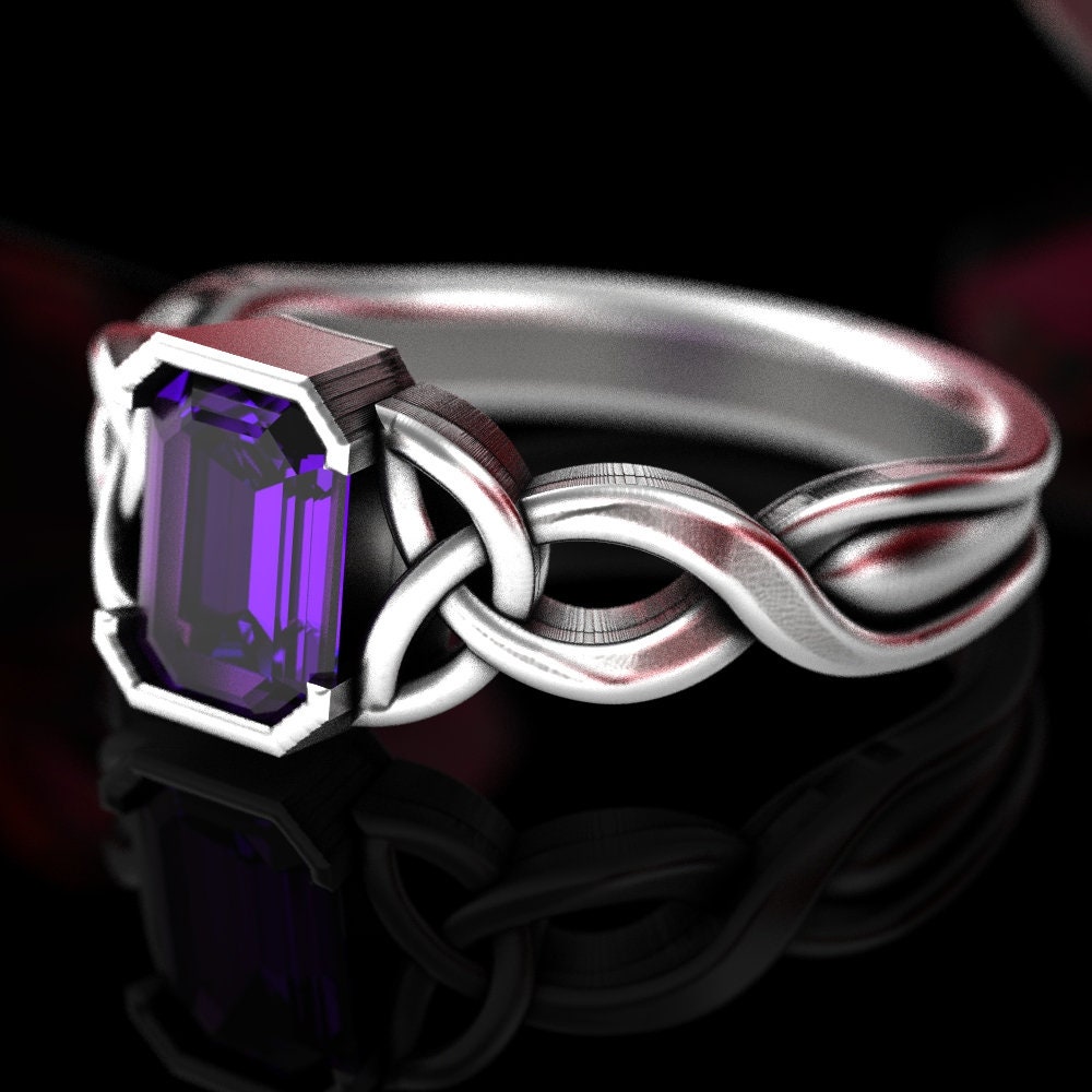 Amethyst & Sterling Silver Oval Celtic Ring