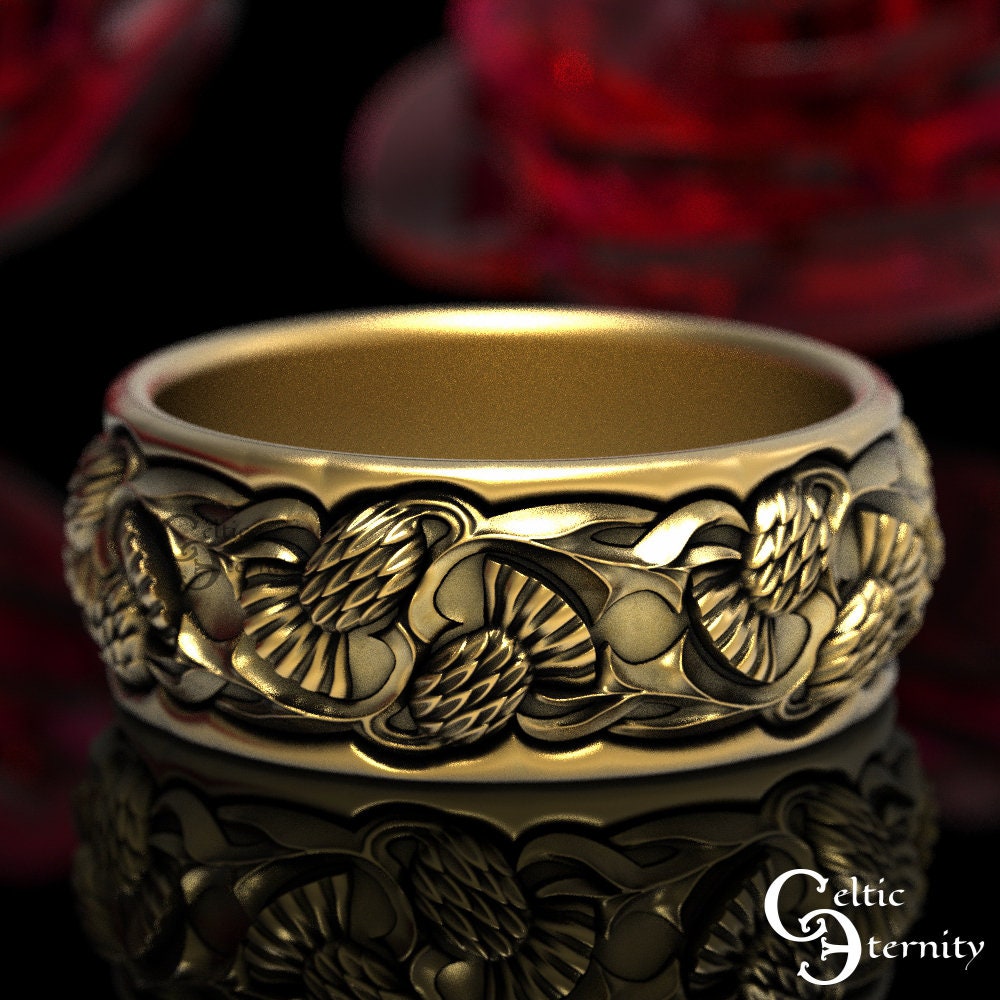 Gold thistle shop ring