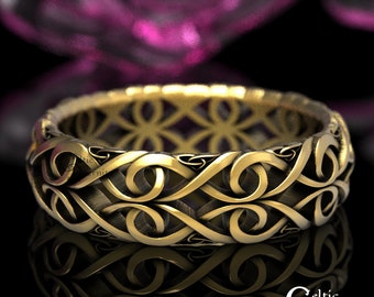 Gold Celtic Wedding Ring, Woman's Platinum Wedding Band, Celtic Gold Ring, 10K 14K 18K, Gold Modern Wedding Band, Infinity Wedding Band 1420