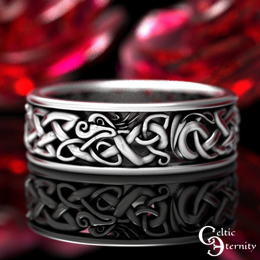 Celtic dragon wedding bands deals