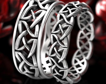 His & Hers Wedding Ring, Sterling Celtic Wedding Rings, Matching His and Hers Wedding Bands, Modern Celtic Wedding Rings, 1073 1332