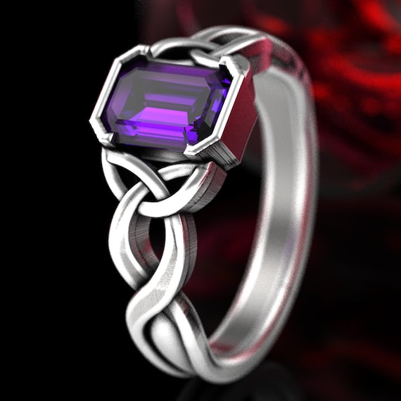 Celtic Amethyst Ring Amethyst Engagement Ring Sterling Silver