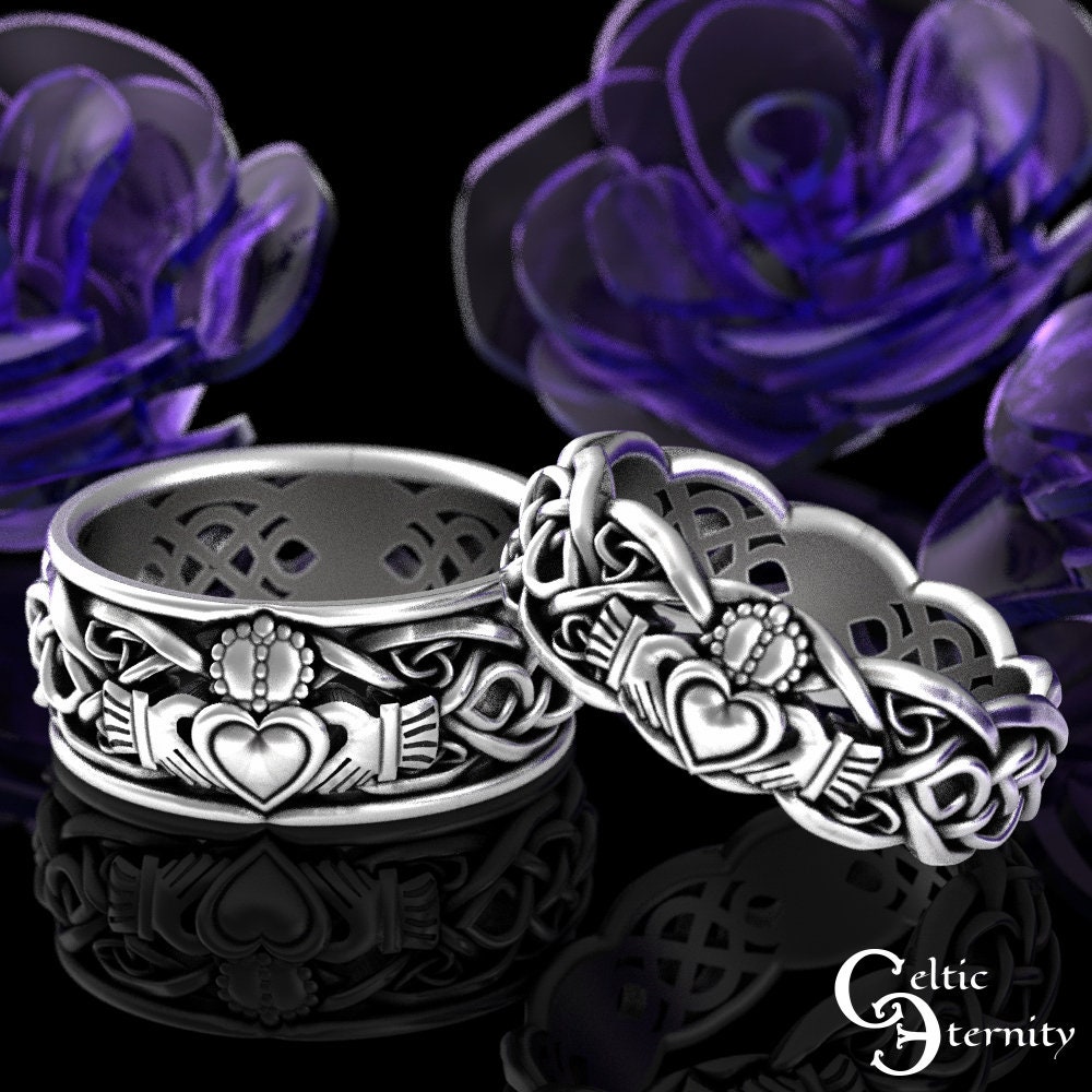 Claddagh engagement shop ring set