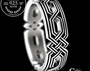 Sterling Silver Celtic Knot Ring, Silver Braided Ring, Mens Wedding Band, Mens Celtic Ring, Mens Silver Celtic Wedding Band, 1324