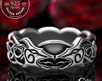 Dragon Wedding Band in Sterling Silver, Celtic Dragon Ring, Womens Dragon Wedding Band, Norse Dragon Ring, Tribal Dragon Ring 1388