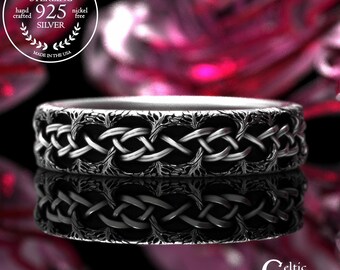 Sterling Knotted Forest Ring, Eternally Bound Silver Band, Tree Branches Ring, Woven Tree Limbs Wedding Ring, Braided Love Ring, 2044