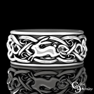 Rabbit Ring for Man, Sterling Silver Rabbit Ring, Rabbit Wedding Ring, Mens Rabbit Ring, Mens Celtic Rabbit Ring, Mens Bunny Ring, 4680