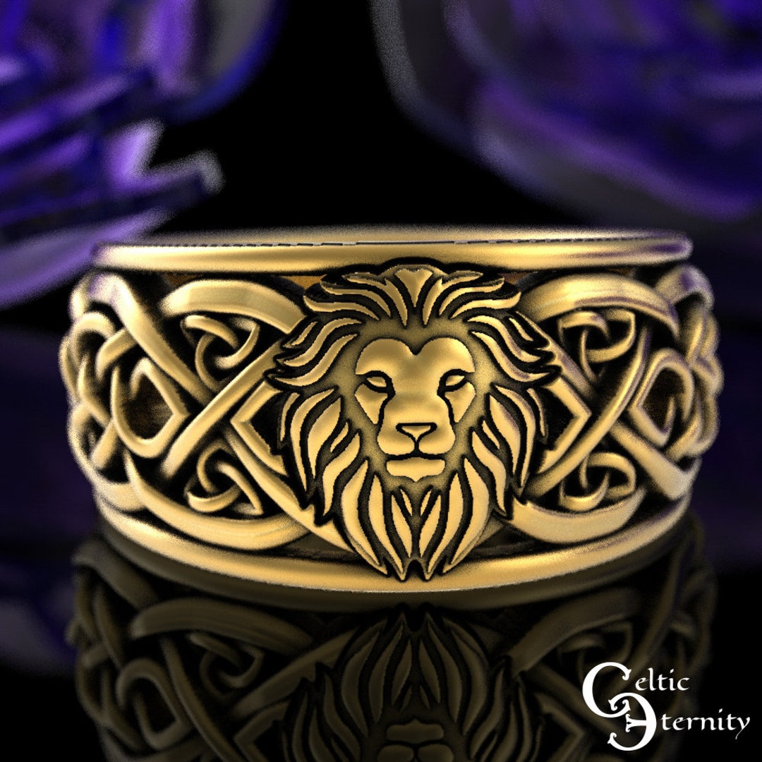 Gold-Tone & Black Stainless Steel Lion's Head Ring | In stock! | SteelCZ