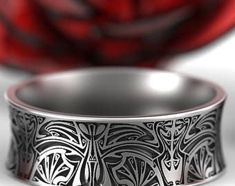 Sterling Silver Engraved Asatru Ring, Silver Norse Wedding Ring, Pagan Handfasting Band, Viking Wyrd Ring, Maori Tribal Union Ring, 1782