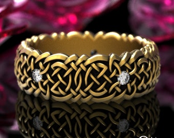 Gold or Platinum Moissanite Irish Braided Ring, Womens Moissanite & White Gold Wedding Band, 10K Irish Diamond Ring, 14K Rose Gold Ring 1955
