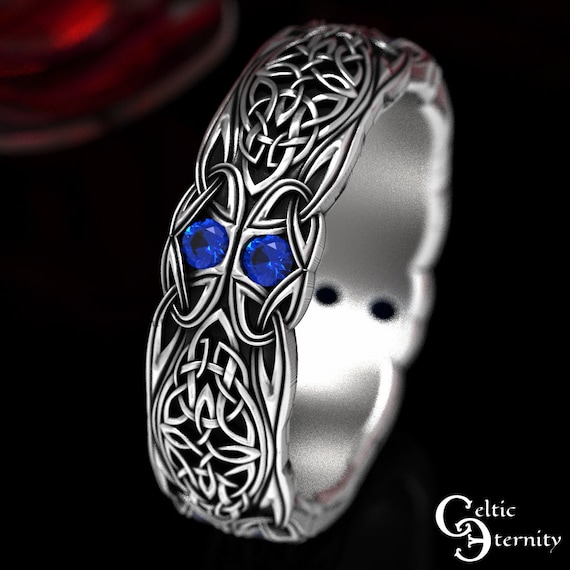 Anillo Celta De Zafiro, Anillo De Diosa De Plata, Anillo De Nudo