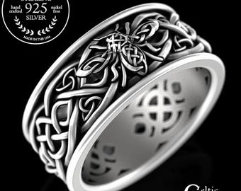 Sterling Bumblebee Ring, Infinity Bee Ring, Celtic Honey Bee Ring, Irish Bumble Wedding Ring, Mens Bee Wedding Ring, Silver Beekeeper, 3087