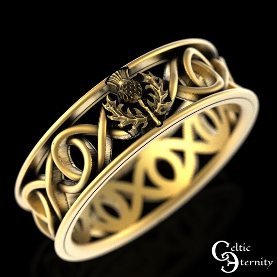 Gold Thistle Wedding Band Mens Gold Thistle Ring Scottish Thistle Wedding Ring 10K Scottish Thistle Ring 14K Celtic Thistle Ring 1763 Etsy Canada