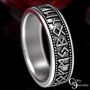 Viking Rune Ring, Sterling Silver Norse Ring, Norse Wedding Band, Magical Jewelry, Rune Jewelry, Celtic Ring, Viking Wedding, Rune Ring 1438