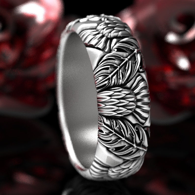 Silver Thistle Ring Mens Handmade Rings 925 Sterling Silver Scottish Ring Scottish Thistle Jewelry Custom Size 1317 Botanical Jewelry
