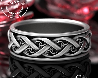 Sterling Silver Celtic Wedding Band, Modern Wedding Band, Trinity Knotwork Ring, Mens Infinity Wedding Ring, Sterling Eternity Ring, 1419