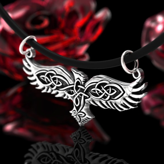 Celtic Raven Pendant Norse Raven Necklace Viking Raven Pendant