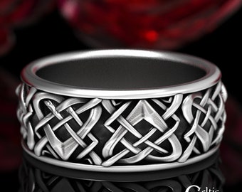 Mens Celtic Ring, Sterling Silver Wedding Band, Heart Wedding Ring, Men Wedding Band, Modern Man Ring, Groom Wedding Band, Irish Ring, 1456