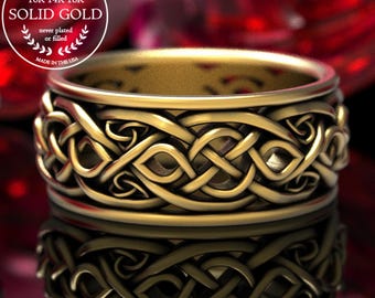 Gold Mens Infinity Ring, Mens Gold Wedding Ring, Mens Celtic Gold Ring, Celtic Infinity Wedding Band, Celtic Gold Ring, Platinum Ring, 1095