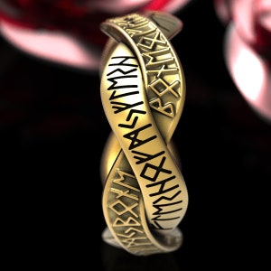 Love Rune Ring Rune Ring Nordic Band, Viking Rune Wedding Band, Magical Rune Wedding ...