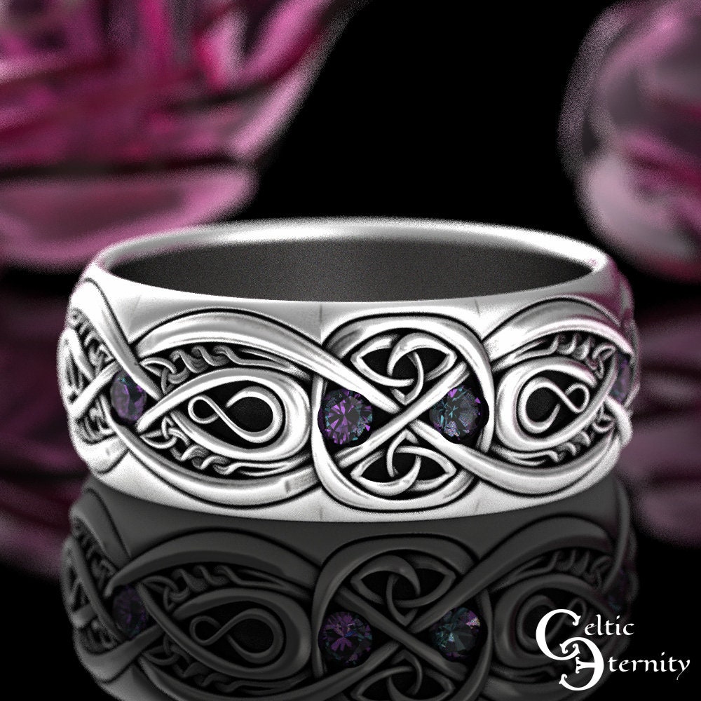 Krypton Mens Carved Symbol Infinity Rings - Forever Metals