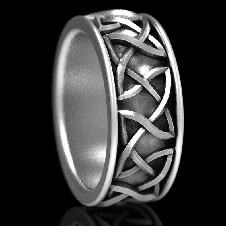 Celtic Wedding Ring With Raised Relief Endless Dara Knotwork | Etsy