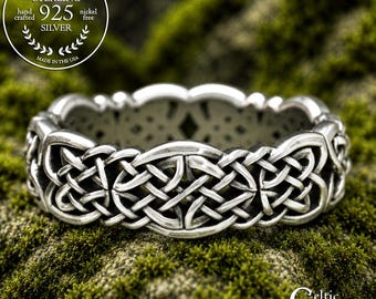 Celtic Dara Eternity Band, Celtic Wedding Ring, Sterling Silver Celtic Knot Ring, Unique Wedding Band, Eternity Ring, 1402