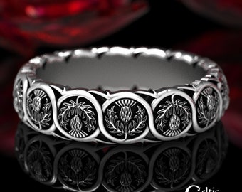 Sterling Silver Thistle Ring, Scottish Thistle Ring, Scottish Wedding Band, Thistle Wedding Ring, Celtic Thistle Ring, Silver Thistle, 1565