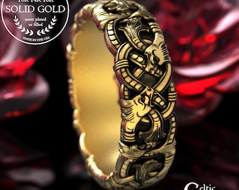 Gold Infinity Dragon Wedding Band, 14k White Gold Woman's Serpent Ring, Platinum Norse Jörmungandr Ring, 18K Gold Viking Jewelry, 2107