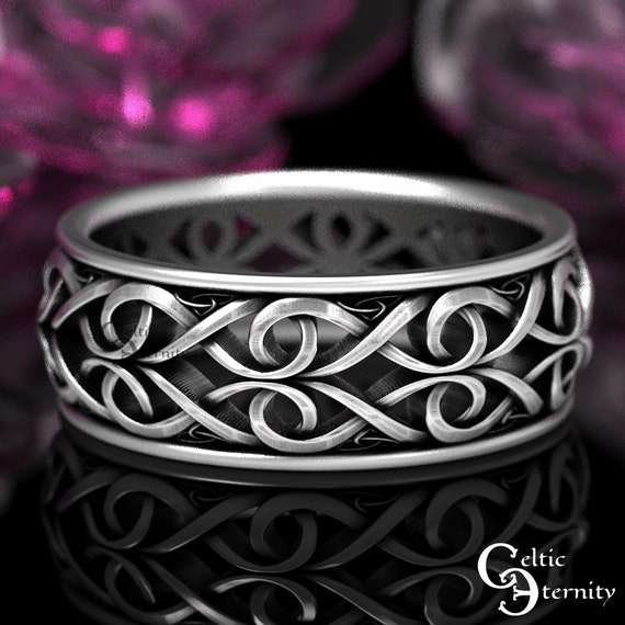 Sterling Celtic Wedding Ring, Celtic Man Wedding Band, Celtic Infinity Wedding Ring, Modern Silver Ring, Mens Infinity Wedding Band, 1422