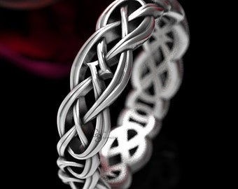 Womens Platinum Celtic Infinity Ring, Elegant Celtic Ring, Womans Celtic Ring, Unique Irish Wedding Band, Platinum Eternity Ring, 1403