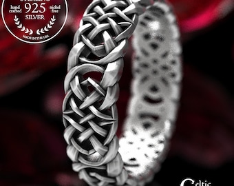 Celtic Eternity Band in Sterling Silver, Celtic Wedding Ring, Celtic Knot Ring, Unique Wedding Band, Silver Celtic Ring, Eternity Ring, 1400