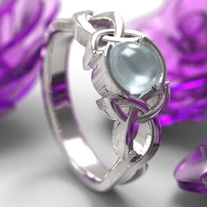 Moonstone Engagement Ring, Celtic Moonstone Ring, Sterling Silver Moonstone Ring, Celtic Engagement Ring, Silver Celtic Ring, Knot Ring 405 image 4