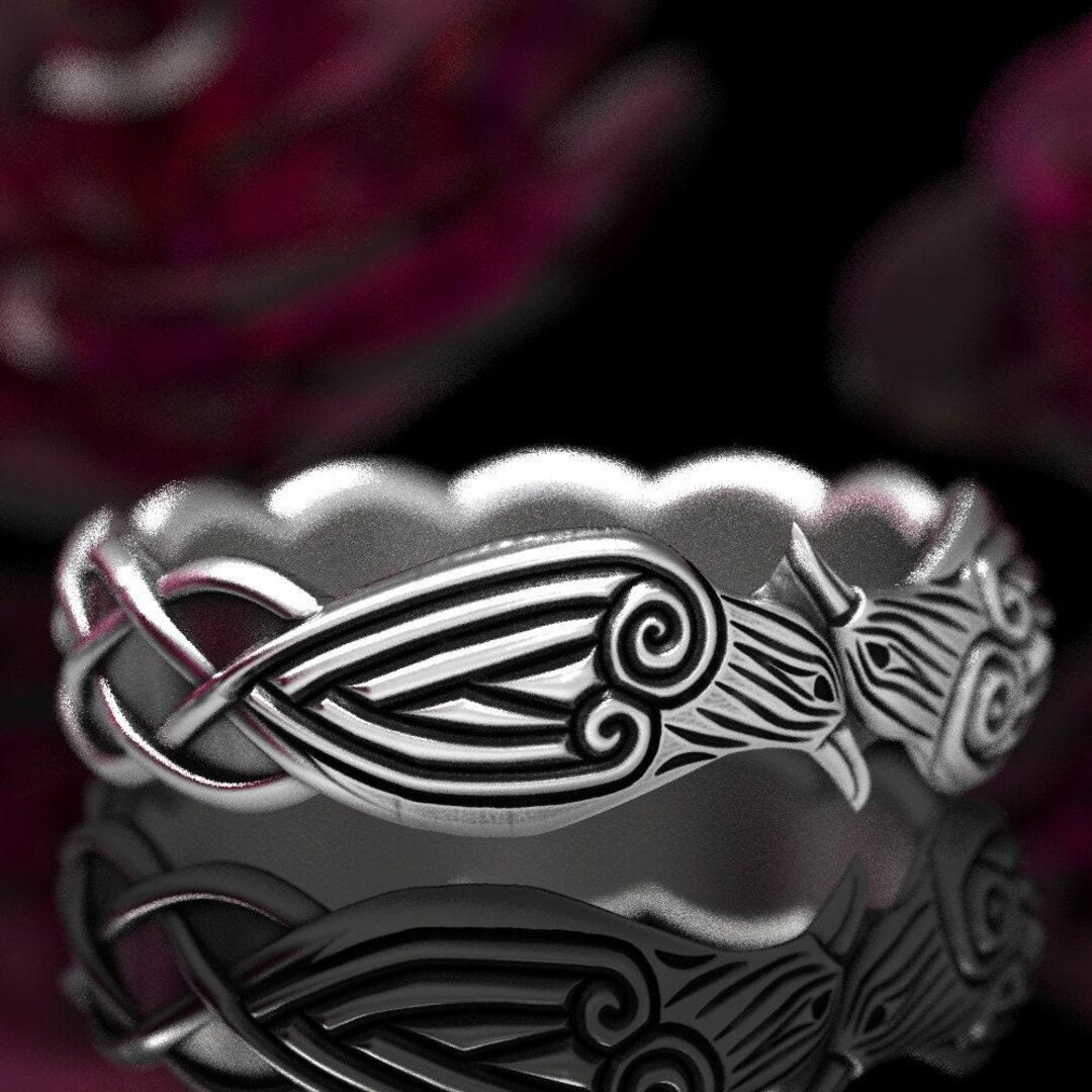 Dual Raven Rings Celtic Knot Raven Ring, Norse Raven Ring, Hugin and Munin Celtic Raven ...