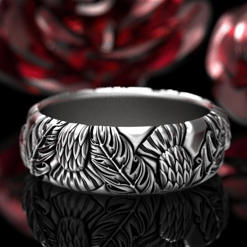 Silver Thistle Ring Mens Handmade Rings 925 Sterling Silver Scottish Ring Scottish Thistle Jewelry Custom Size 1317 Botanical Jewelry